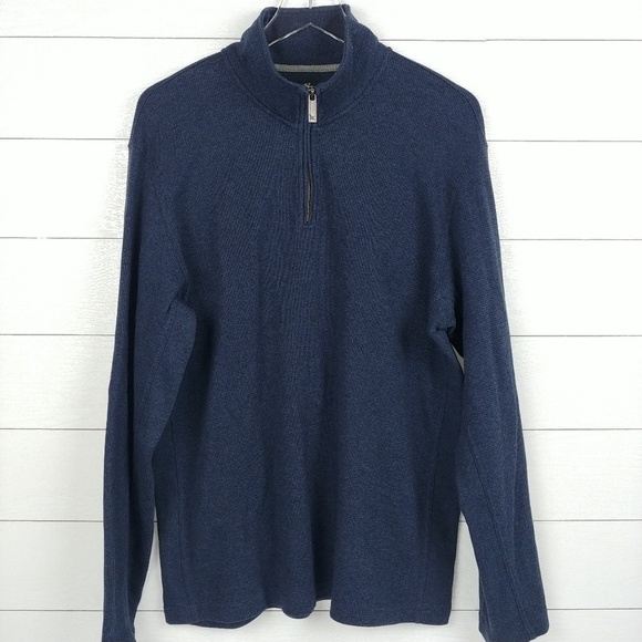 Eddie Bauer Navy Henley Thermal Sweater Size L - Picture 2 of 6